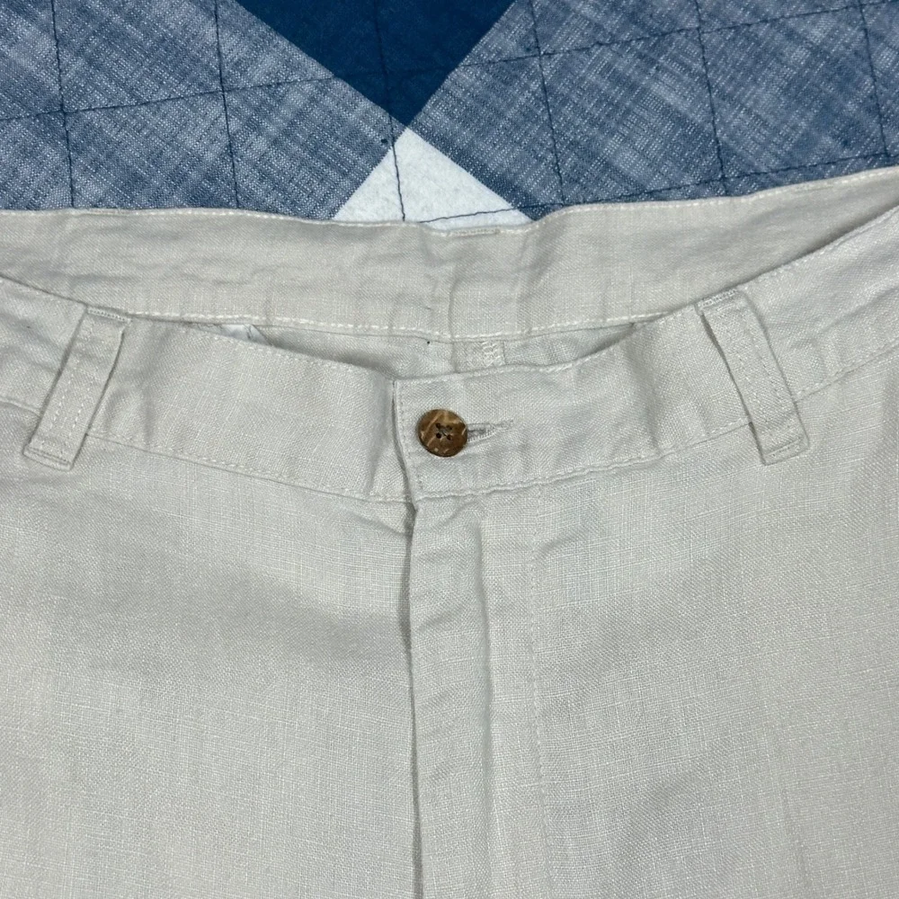 Jos A Bank Men *33x31 Linen Trousers Beige Oatmeal Flat Front Straight Leg Pants